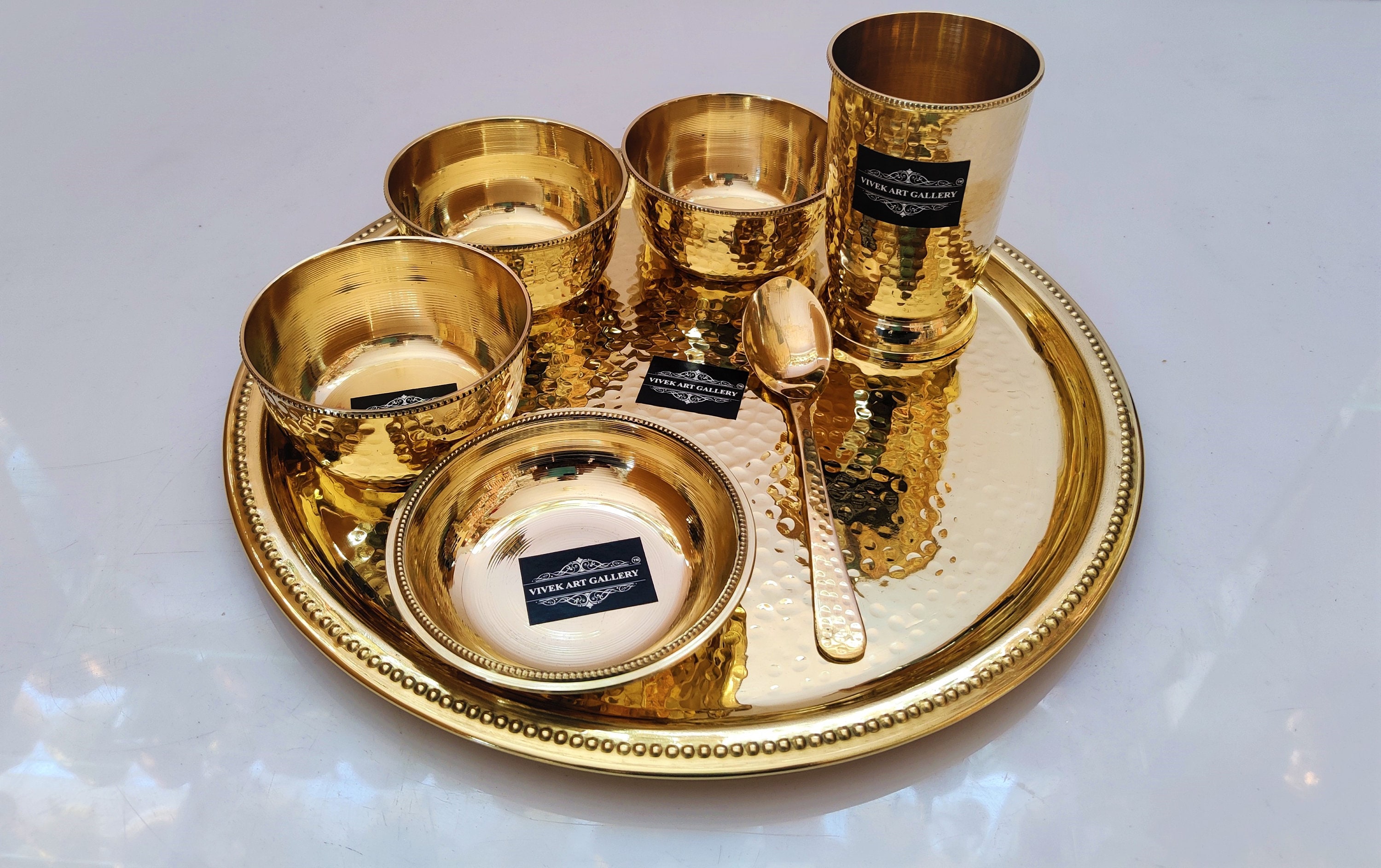 Brass dinner set online new arrivals