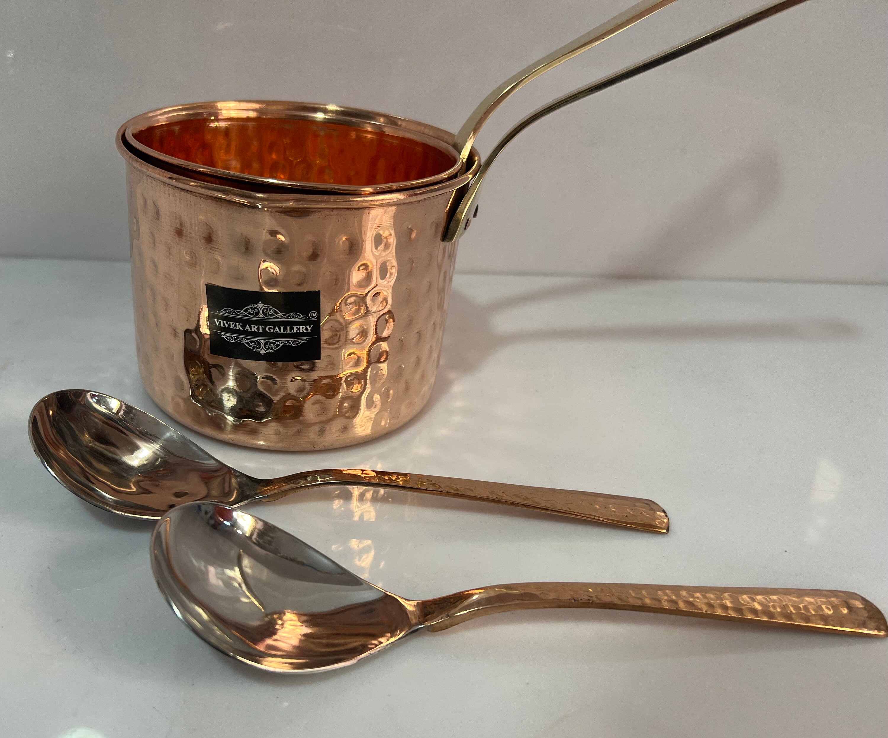 Handmade Hammered Pure 100 Copper Kadai Cooking Pan Sos Pan Etsy