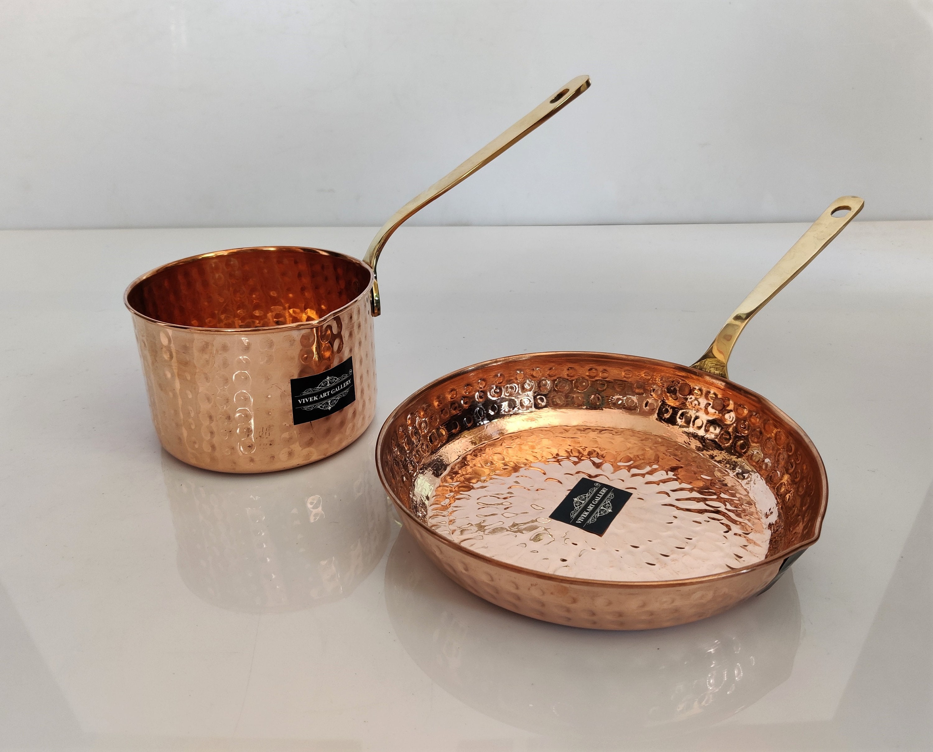 Casserole En Cuivre 18 Cm - Intérieur Nickelé - Made In France - Pour Plaques Gaz Et électriques