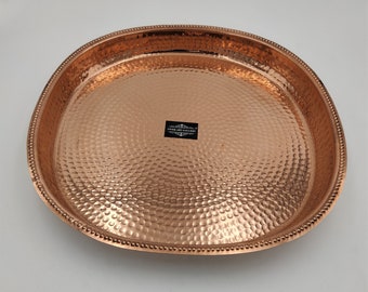 Bandeja de servir vintage de cobre martillado hecha a mano, decoración india