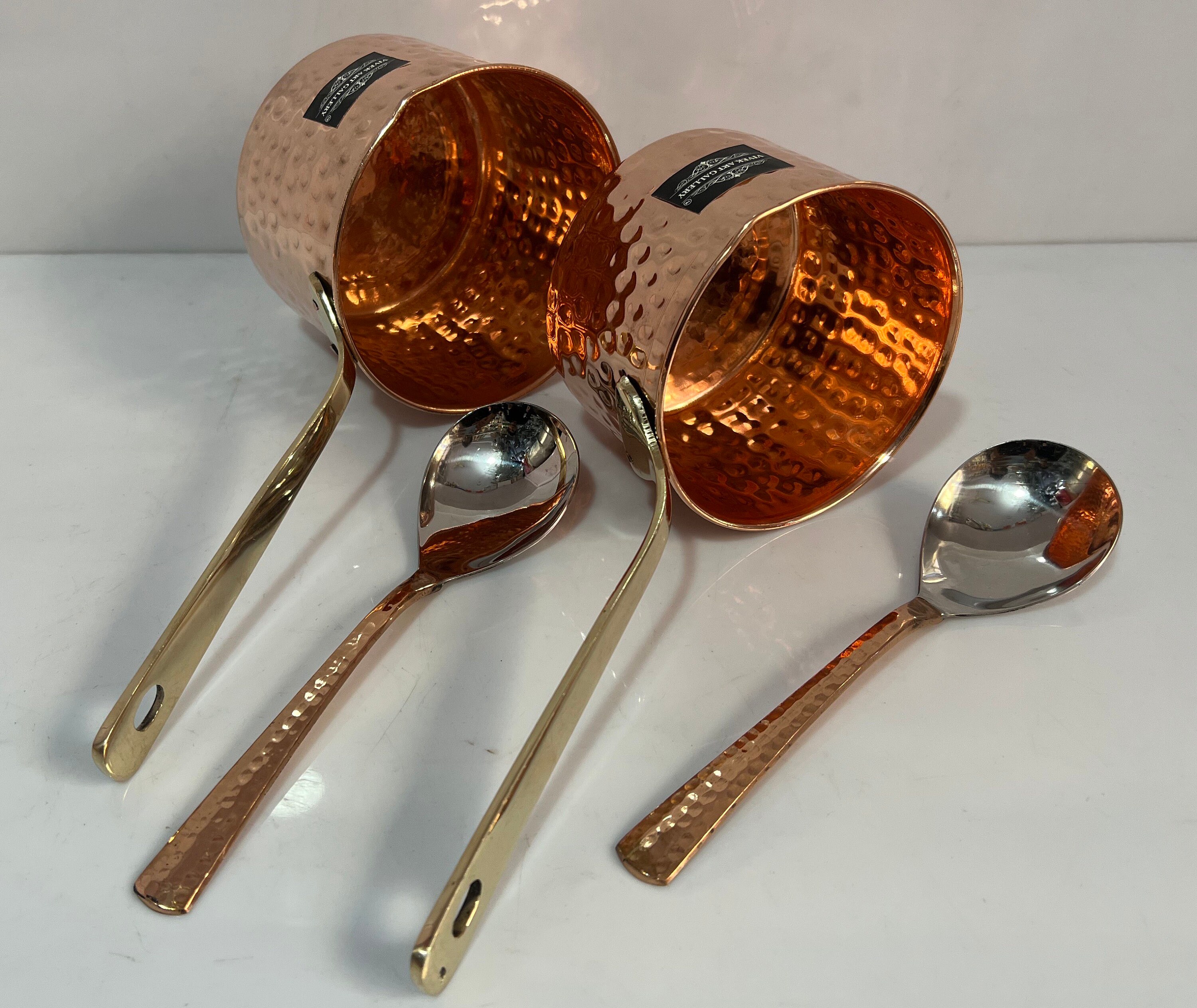 Handmade Hammered Pure 100 Copper Kadai Cooking Pan Sos Pan Etsy