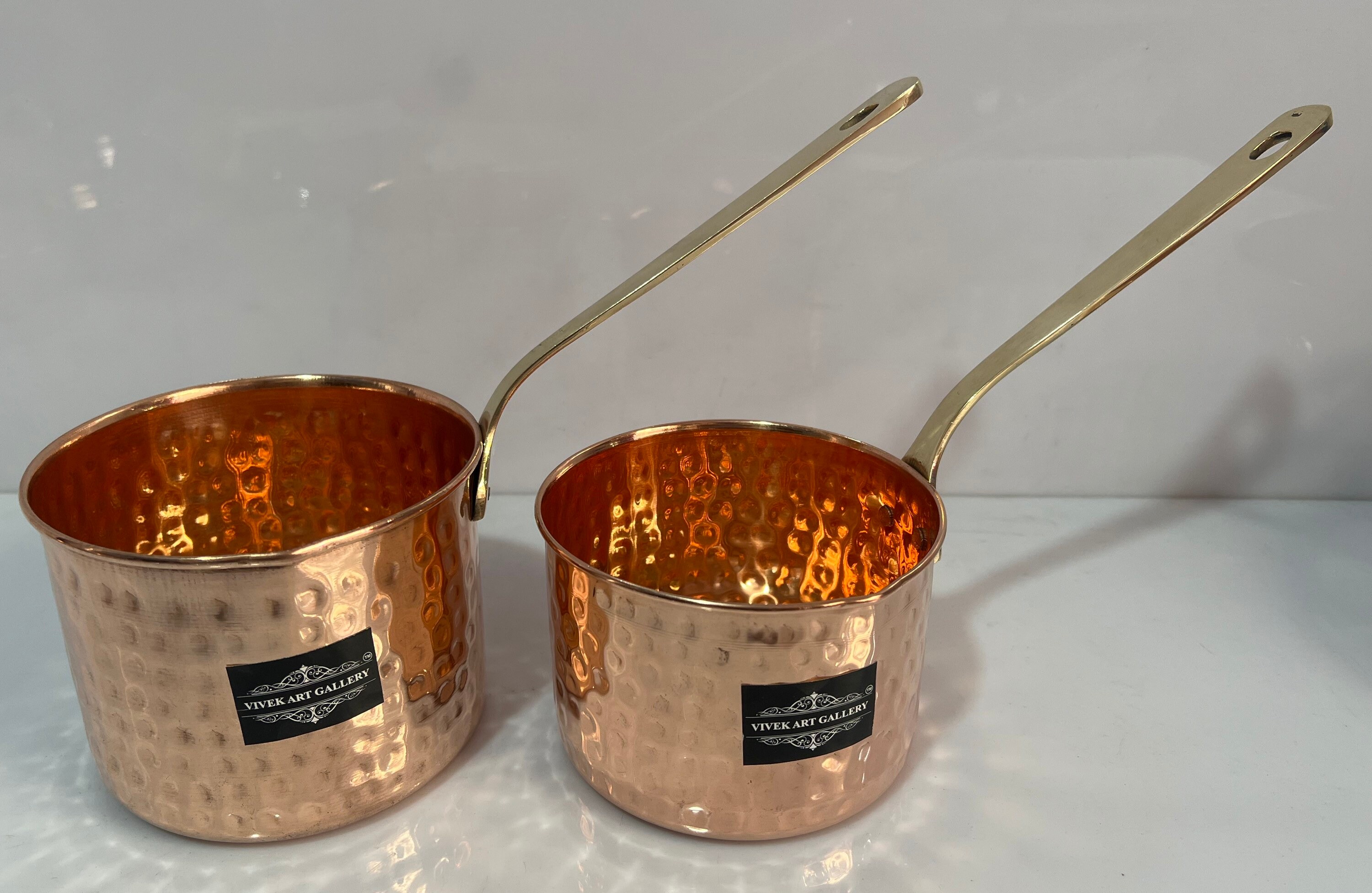 Handmade Hammered Pure 100 Copper Kadai Cooking Pan Sos Pan Etsy
