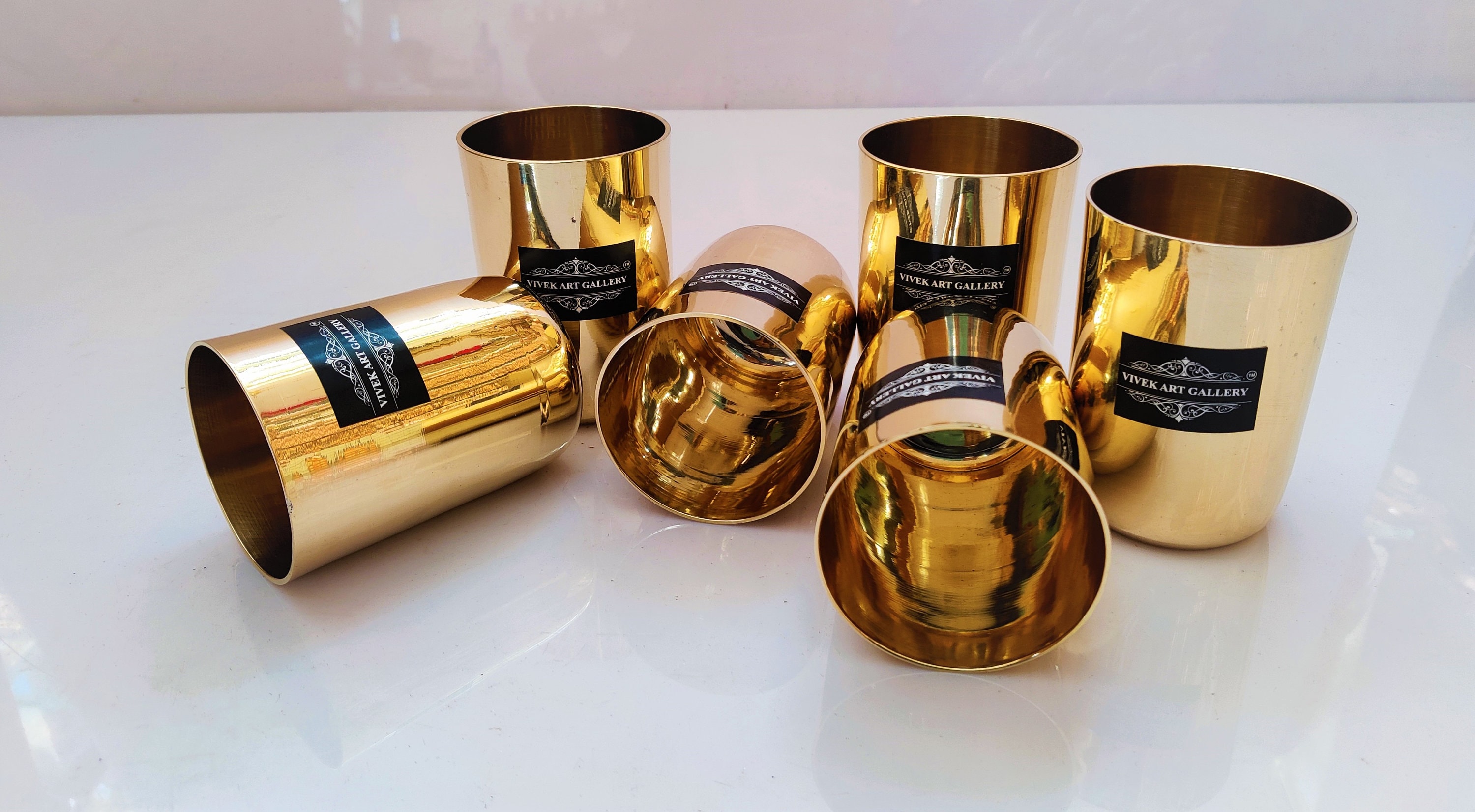 Handmade Pure 100 Bronze Drinking Water 6 Pic Glass Gift Set Etsy UK