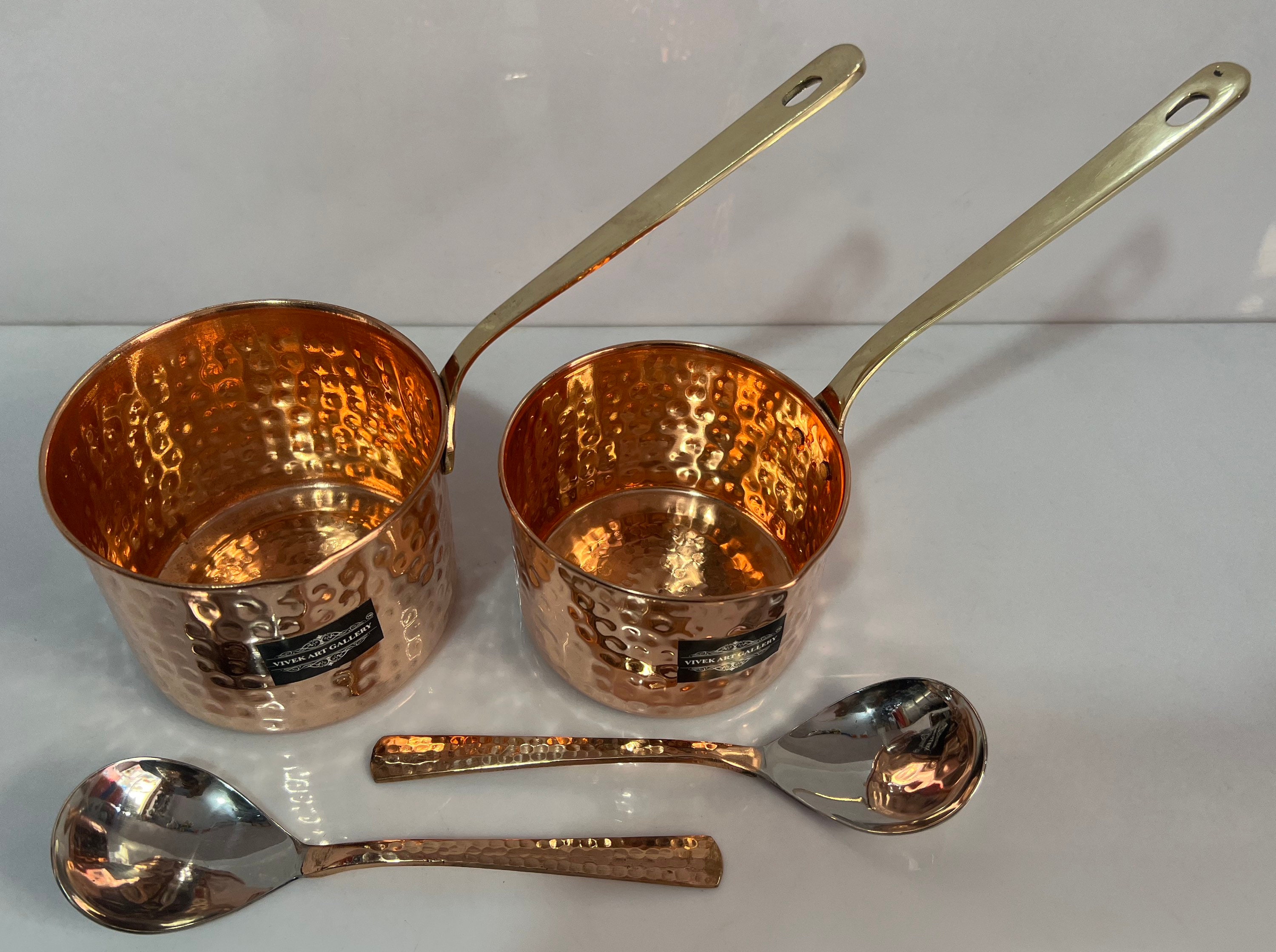 Handmade Hammered Pure 100 Copper Kadai Cooking Pan Sos Pan Etsy