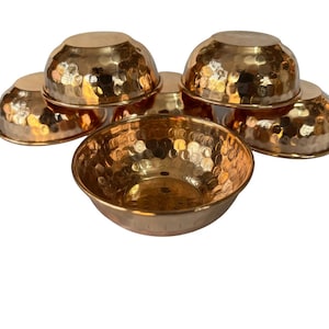Handmade   Pure 100% Copper Hammered Dining Serving Bowal 6pic sat @ Home And Hotel, & Also Gift