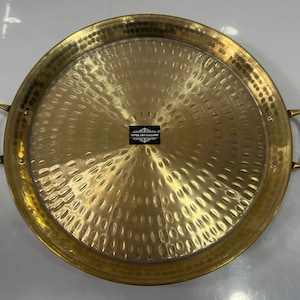 Indian vintage Handmade Stylish  Pure 100% Brass Hammered Dining Serving Tray, Vintage Serving Tray, Use @ Home And Hotel, & Also Gift Set.