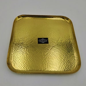 Handmade Hammered Vintage Pure 100%  Brass Serving Tray, Traditional Brass Tray, Antique Brass Serving Tray, And  Also Christmas Gift Set.