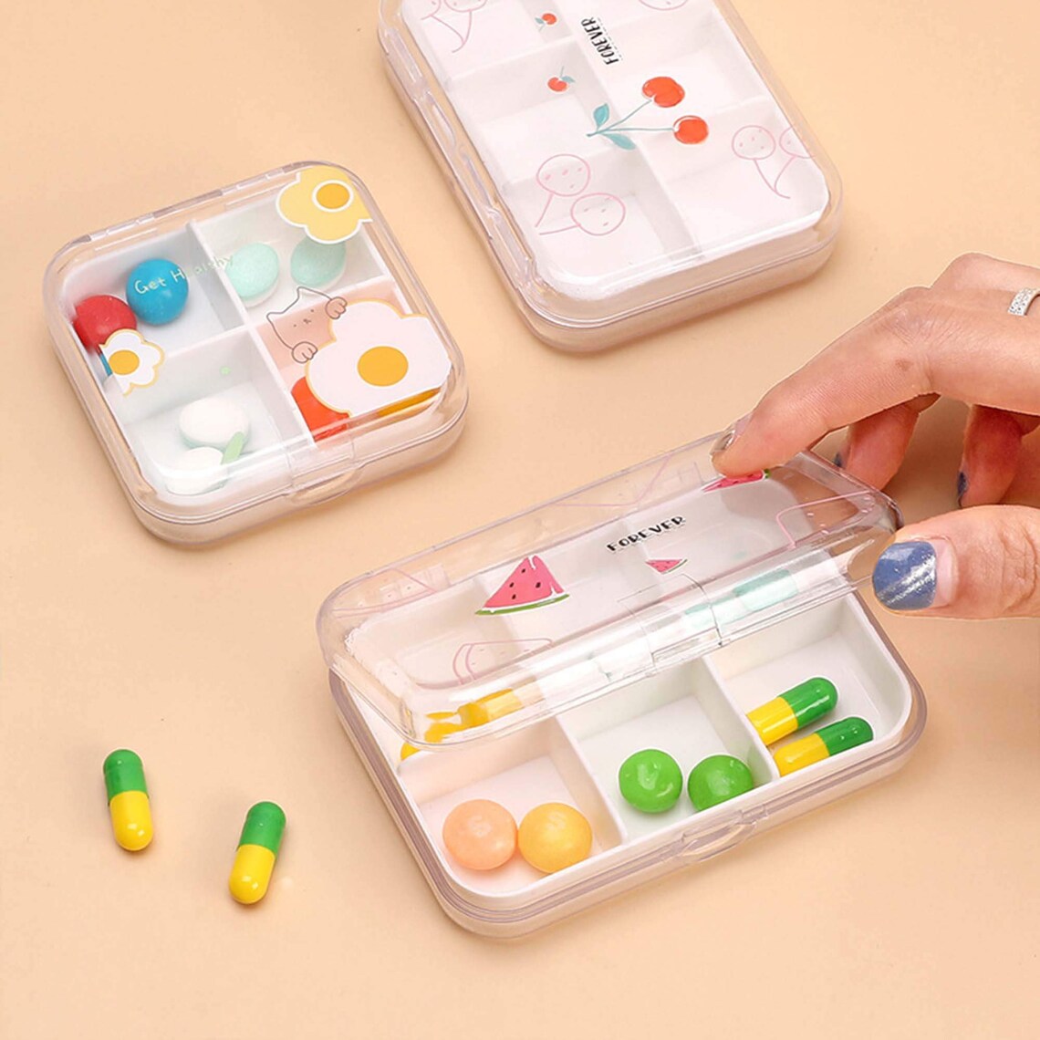 Divide Small Portable Pill Box Small Mini Portable Pill Box Etsy
