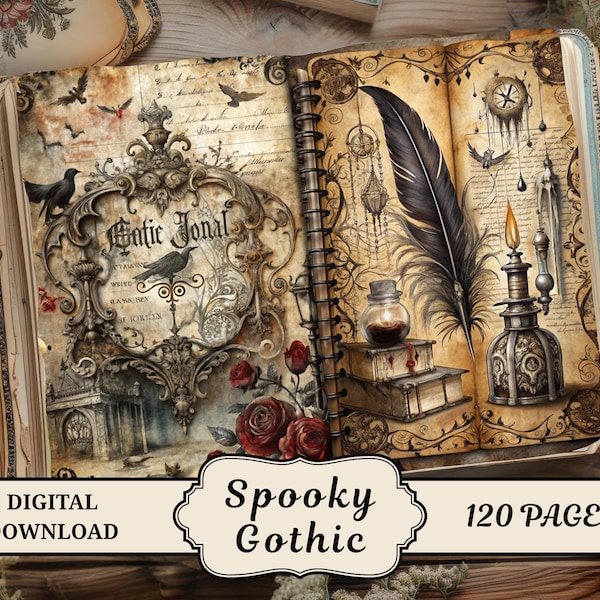 Gothic Junk Journal Kits, Junk Journal Kits, Vintage Horror, Junk Journal Supplies, Scrapbook Paper Kit, Gothic Ephemera, Digital Download