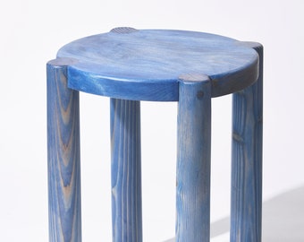 Bonnet Wood Side Table (Royal Blue) | Scandinavian Design | Excellent for Plants and Seating