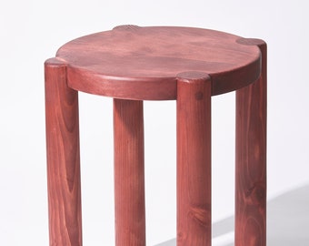 Bonnet Wood Side Table (Ruby Red) | Scandinavian Design | Excellent for Plants and Seating