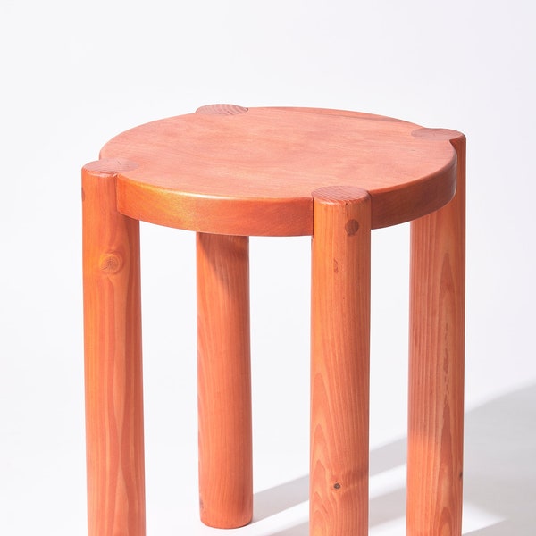 Bonnet Wood Side Table (Orange) | Scandinavian Design | Excellent for Plants and Seating