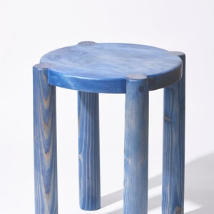 Bonnet Wood Side Table Royal Blue Scandinavian Design Excellent for Plants and Seating image 1