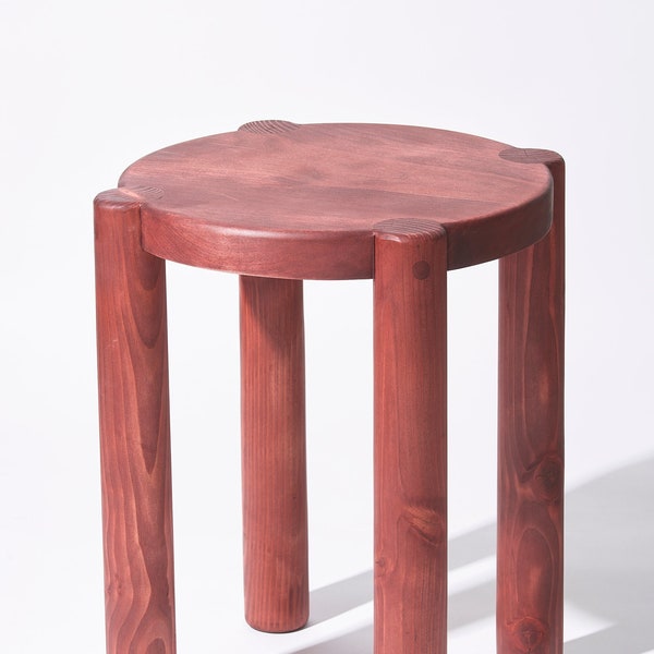 Bonnet Wood Side Table (Ruby Red) | Scandinavian Design | Excellent for Plants and Seating