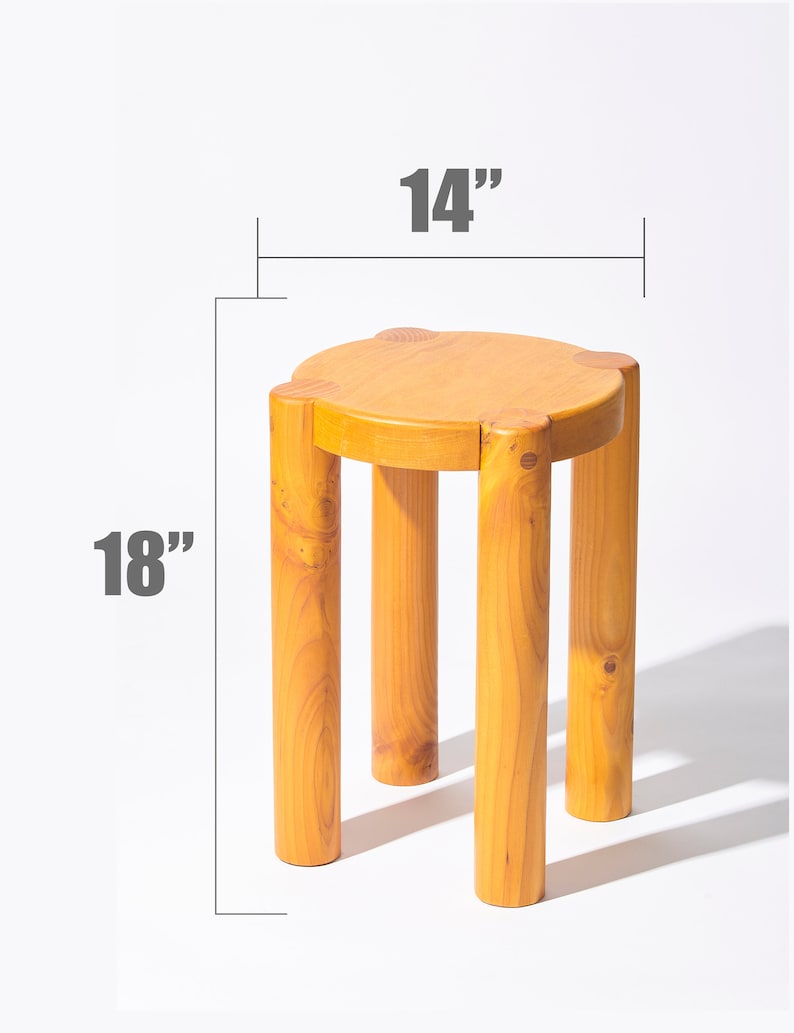 Bonnet Wood Stool Golden Yellow Scandinavian Design Excellent for Plants and Seating image 4