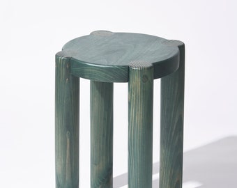 Bonnet Wood Stool (Hunter Green) | Scandinavian Design | Excellent for Plants and Seating