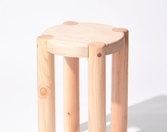 Bonnet Wood Stool (Natural Wood) | Scandinavian Design | Excellent for Plants and Seating