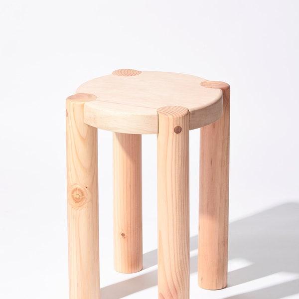 Bonnet Wood Stool (Natural Wood) | Scandinavian Design | Excellent for Plants and Seating