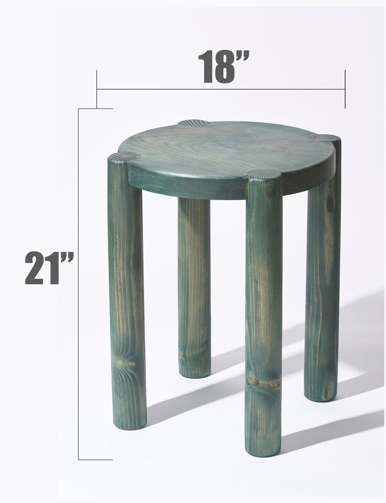 Bonnet Wood Side Table Hunter Green Scandinavian Design Excellent for Plants and Seating 画像 4