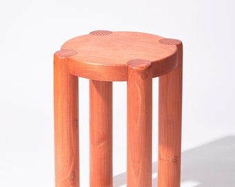 Bonnet Wood Stool (Orange) | Scandinavian Design | Excellent for Plants and Seating