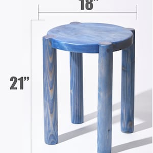 Bonnet Wood Side Table Royal Blue Scandinavian Design Excellent for Plants and Seating image 4
