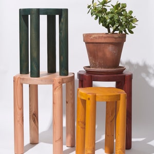 Bonnet Wood Side Table Hunter Green Scandinavian Design Excellent for Plants and Seating image 10