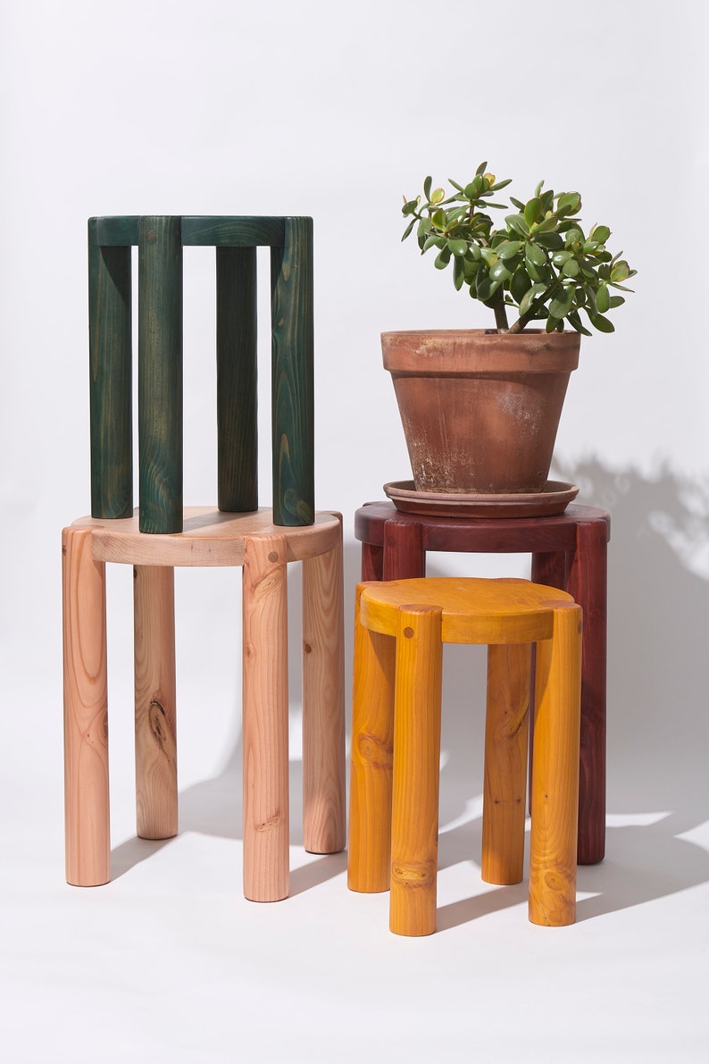 Bonnet Wood Side Table Orange Scandinavian Design Excellent for Plants and Seating zdjęcie 10