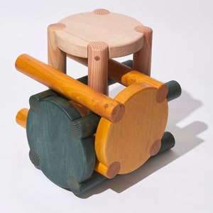 Motorkap houten kruk goudgeel Scandinavisch ontwerp Uitstekend geschikt voor planten en zitplaatsen afbeelding 2