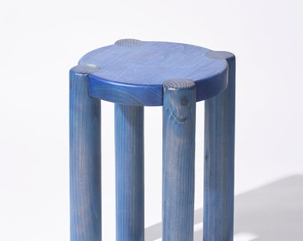 Bonnet Wood Stool (Royal Blue) | Scandinavian Design | Excellent for Plants and Seating