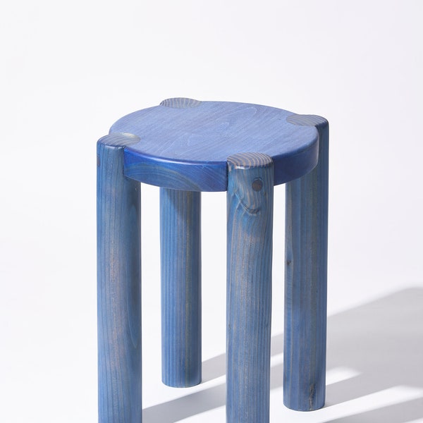 Bonnet Wood Stool (Royal Blue) | Scandinavian Design | Excellent for Plants and Seating