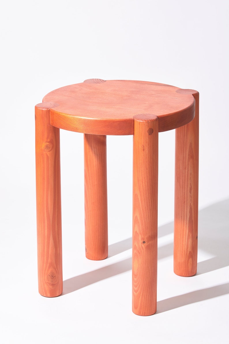 Bonnet Wood Side Table Orange Scandinavian Design Excellent for Plants and Seating zdjęcie 1