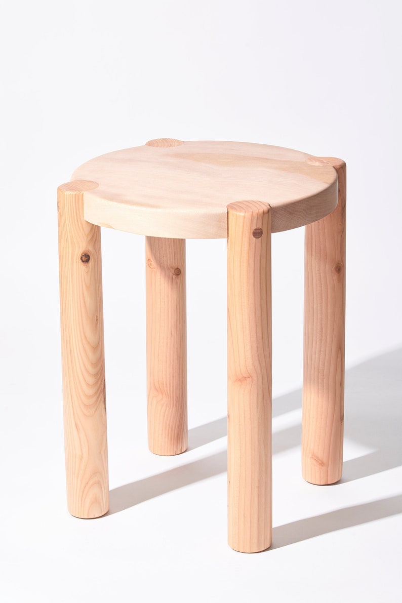 Bonnet Wood Side Table Natural Wood Scandinavian Design Excellent for Plants and Seating image 1