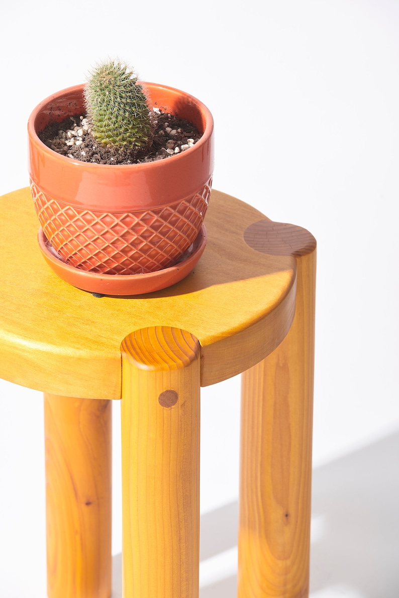 Bonnet Wood Stool Golden Yellow Scandinavian Design Excellent for Plants and Seating image 10