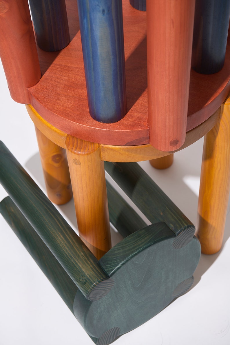 Bonnet Holz Beistelltisch Goldgelb Skandinavisches Design Hervorragend geeignet für Pflanzen und Sitzmöbel Bild 6