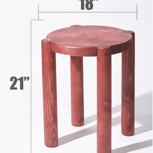 Bonnet Wood Side Table Ruby Red Scandinavian Design Excellent for Plants and Seating image 3