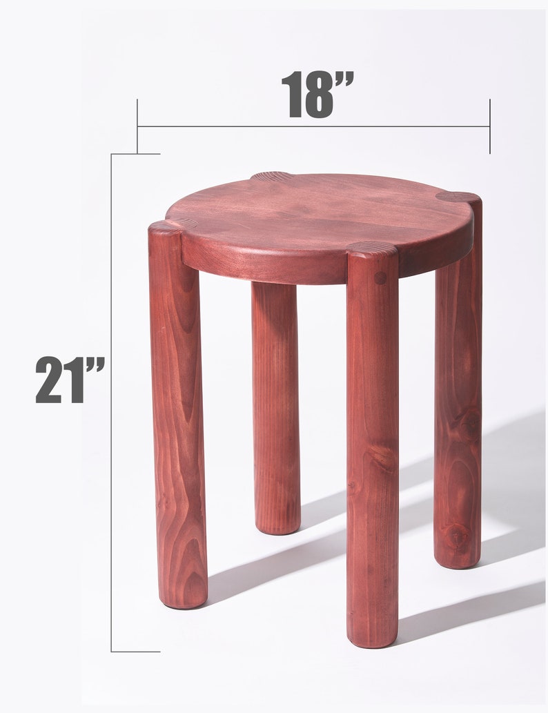 Bonnet Wood Side Table Ruby Red Scandinavian Design Excellent for Plants and Seating image 3