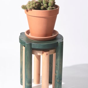 Bonnet Wood Side Table Hunter Green Scandinavian Design Excellent for Plants and Seating image 6