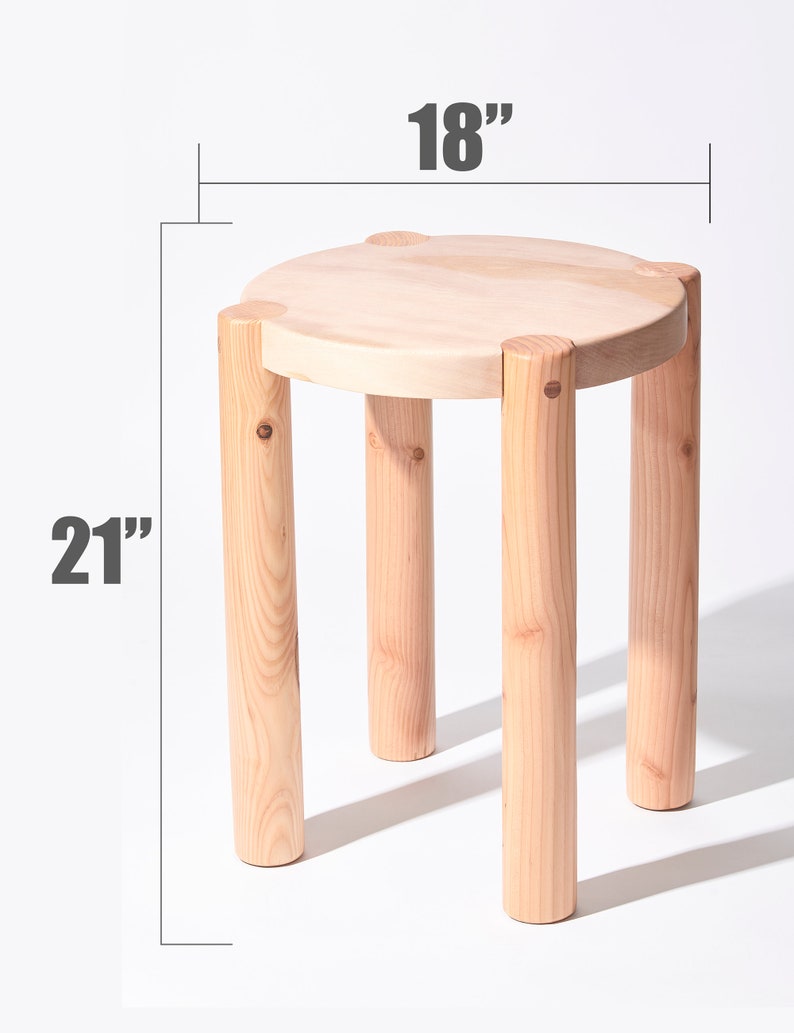Bonnet Wood Side Table Natural Wood Scandinavian Design Excellent for Plants and Seating image 5
