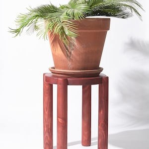 Bonnet Wood Side Table Ruby Red Scandinavian Design Excellent for Plants and Seating image 7