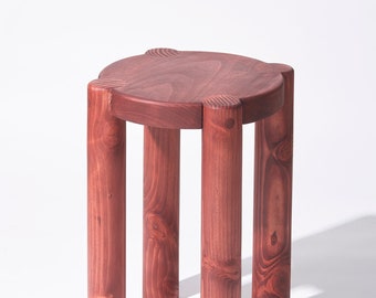 Bonnet Wood Stool (Ruby Red) | Scandinavian Design | Excellent for Plants and Seating