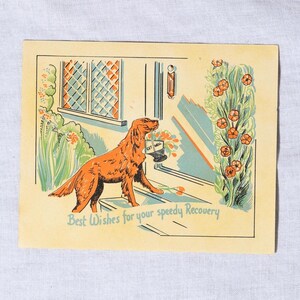 Hund Themed Speedy Genesung Vintage unbenutzt Karte | 1930er Jahre Get Better Karte | Vintage Grußkarte