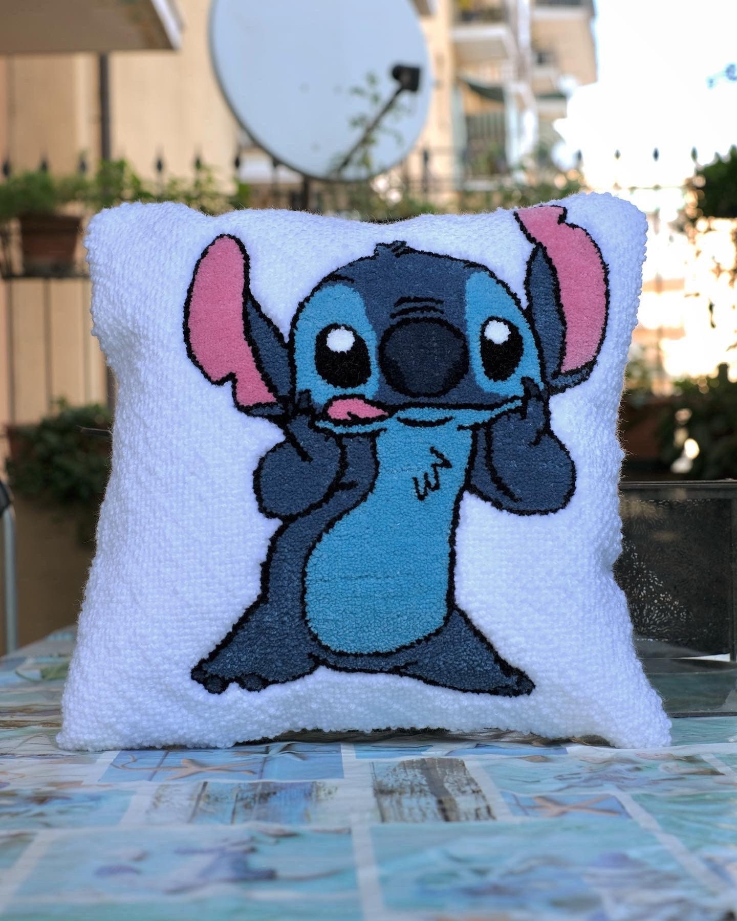 Stitch Pillow Made With Punch Needle Sofa Cuschion Hand Tufted Decorative  Pillow Hoana 