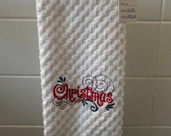 Embroidered hand towel || Christmas