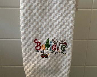 Embroidered hand towel || Christmas