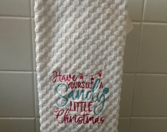 Embroidered hand towel || Christmas