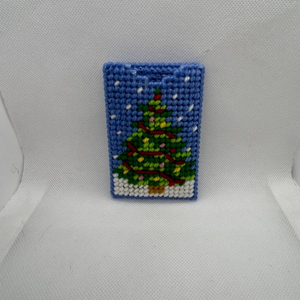 Completed gift card cash holder wallet plastic canvas tree winter christmas