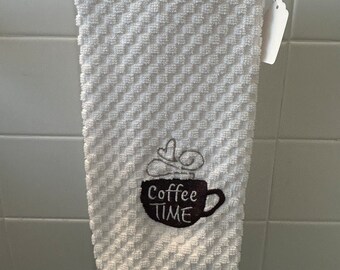 Embroidered hand towel || Coffee