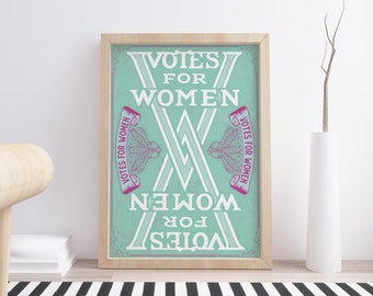 Vintage Poster for Women's Rights - "Votes For Women" - Women's Suffrage Poster for Printing