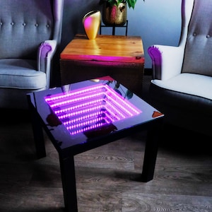 Tisch 3D LED-Infinity-Tiefeneffekt spiegel Venezianischer Couchtisch !!! SCHLAG ZYRO art