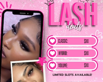 Lash Buchungsflyer, Lash Tech Flyer (bearbeitbare Canva-Vorlage)